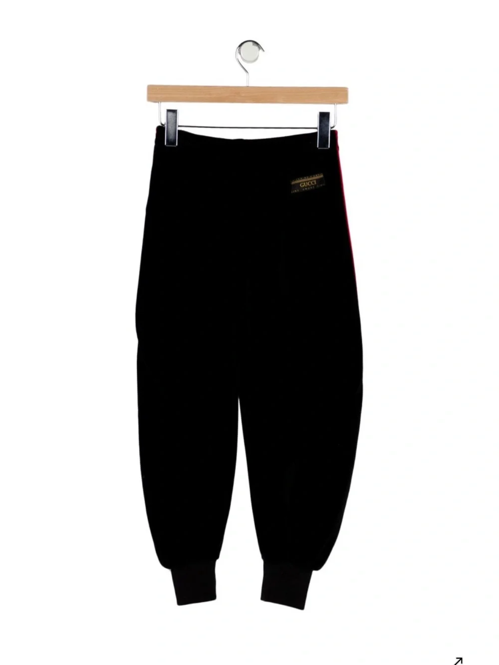 Gucci Black Joggers with Red Side Stripe and Logo Patch, size 10 Y - Picture 1 of 5